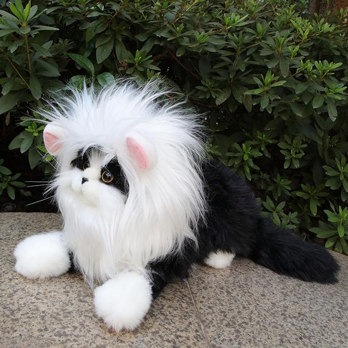 Lion Mane Wig for Cat Costume Pet Adjustable Washable Comfortable Fancy Lion Hair Cat Clothes Dress for Halloween Christmas Easter Festival Party Activity (Small, White)