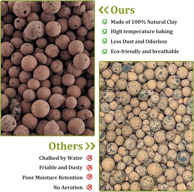 6LBS Expanded Clay Balls Terrarium Substrate for Reptiles - 100% Organic Lightweight Clay Pebbles Substrate Frogs False Bottom Substrate, Bioactive Terrarium Substrate for Drainage and Moisture