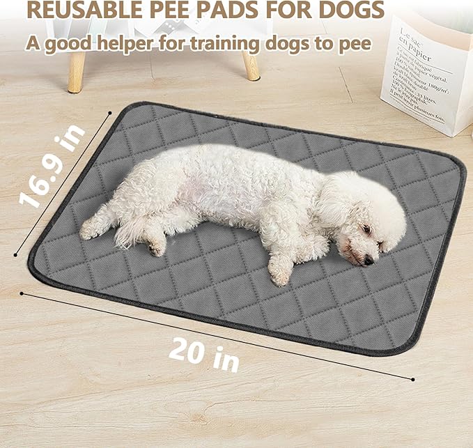 20X16.9 in Washable Pee Pads for Dogs, Litter Box Pads, Non-Slip Dog Pee Pads Fast Absorbent Waterproof Reusable pet Pads Dog Playpen Mat Great for Puppy, Cats, Bunny, Available for Tray