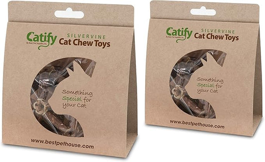 Natural Silvervine Cat Chew Toy | Interactive Silver Vine Chewing Toys with Catnip Like Effect - Hexagon, 2 Packs