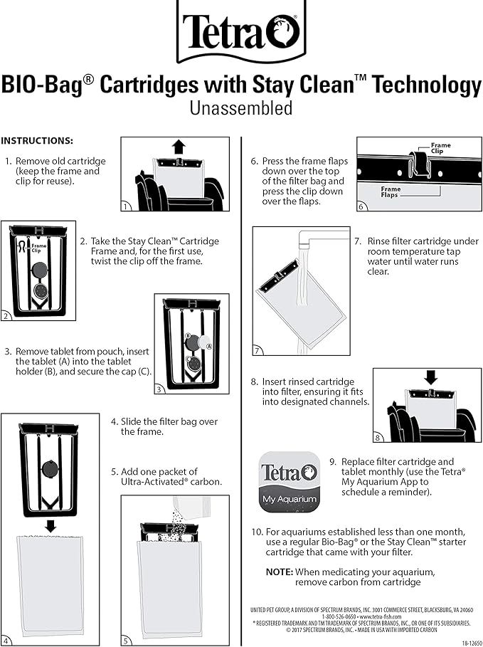 Tetra Whisper Bio-Bag Filter Cartridges For Aquariums, Large, 12-Count - Unassembled