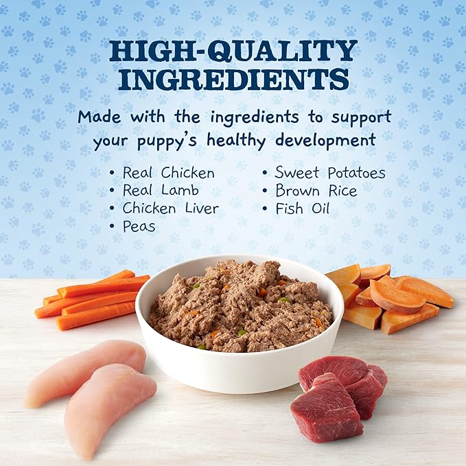 Blue Buffalo Baby Blue Natural Chicken, Lamb and Vegetable Recipe Variety Pack Wet Puppy Food, 3.5 oz, Count of 12