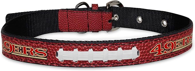 Pets First Tough Leather Pet Collar NFL SAN Francisco 49ERS Premium Dog Collar, Limited Edition, Size Small. Best & Strongest Heavy-Duty Dog Collar!, small (12-15"" long & 0.75"" wide)