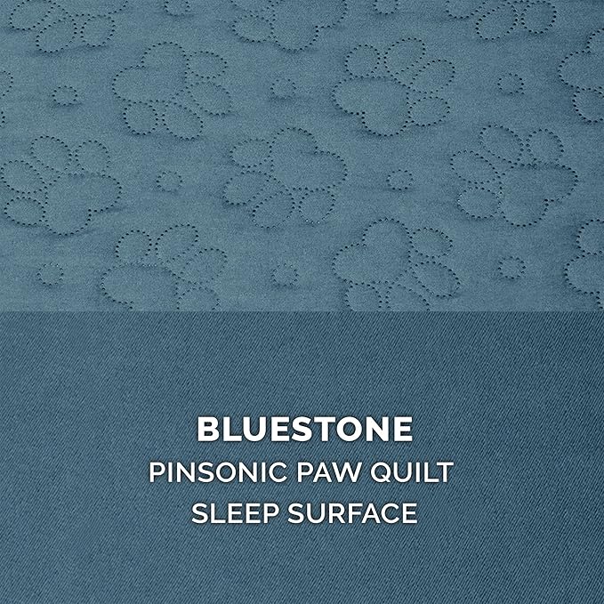 Furhaven Orthopedic Dog Bed for Large/Medium Dogs w/ Removable Bolsters & Washable Cover, For Dogs Up to 55 lbs - Pinsonic Quilted Paw L Shaped Chaise - Bluestone, Large