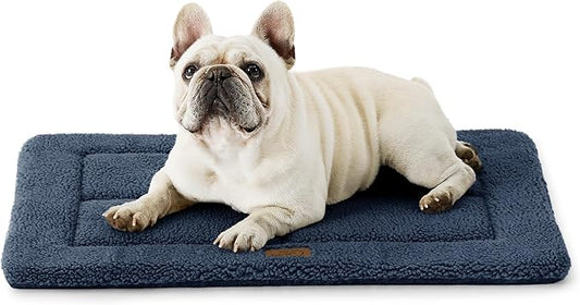 Bedsure Washable Dog Crate Bed for Small Dogs, Reversible Foam Floor Dog Mat, Lightweight Travel Flat Pet Beds for Indoor & Outdoor Dogs (24" x 18", Navy)