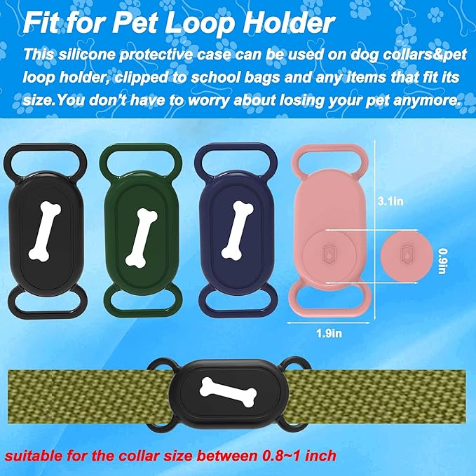 4 Pack Silicone Dog Collar Holder Compatible with Samsung Galaxy Smart Tag 2, Waterproof Case for SmartTag 2,Fits for 0.8-1In Cat Dog Pet Collars,Dog GPS Tracker Protective Cover Accessories