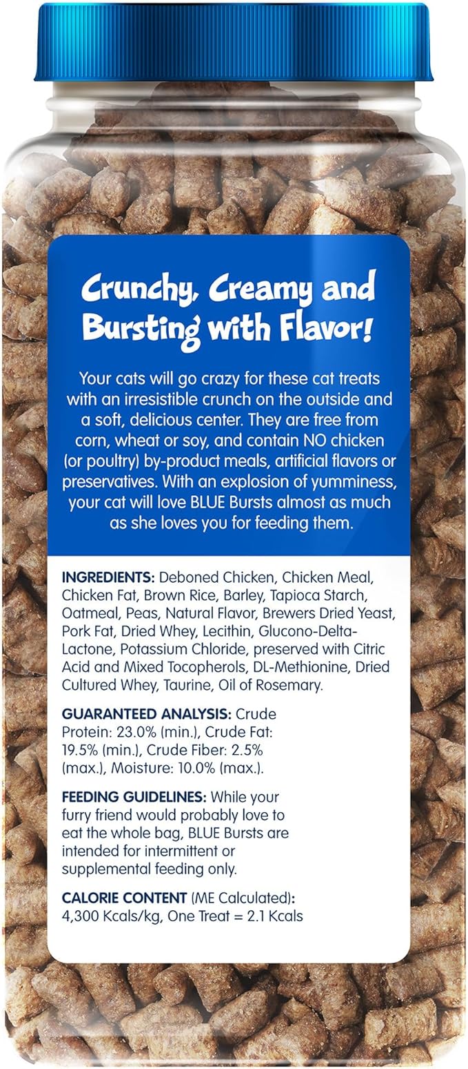 Blue Buffalo Bursts Crunchy & Creamy Cat Treats, Great for Training, Paw-Lickin' Chicken, 12-oz. Tub