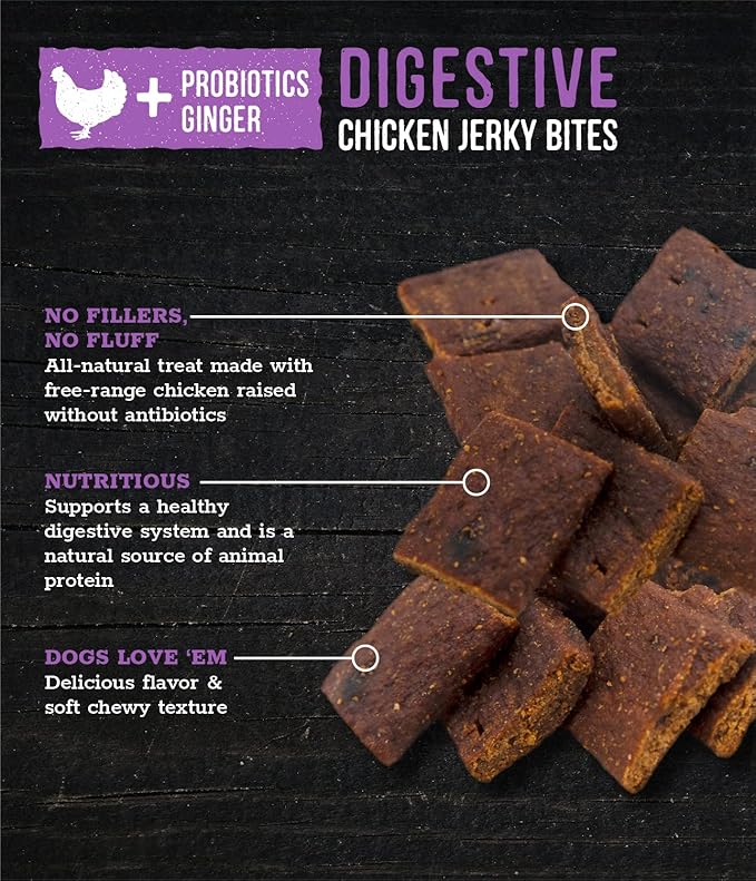 Wholesome Pride Functional Dog Digestive Support Chicken Recipe Jerky Bites Dog Treats - 8 oz