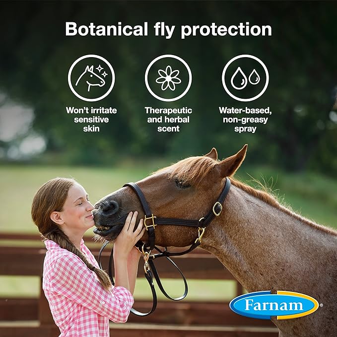 Farnam Equisect Botanical Fly Repellent for Horses, Dogs and Cats, 32 Ounces, Quart Spray