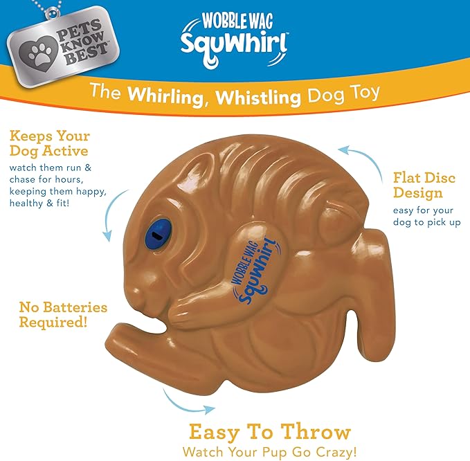 Pets Know Best SquWhirl- The Whirling Whistling Interactive Frisbee Dog Toy, Outdoor Frisbee for Fetch