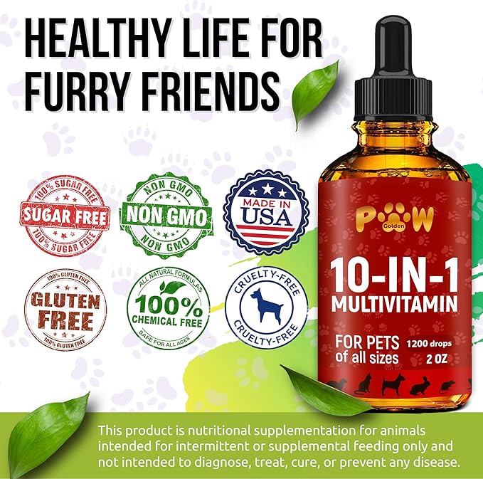 Cat and Dog Vitamins and Supplements | Dog Vitamin | Vitamins for Cats | Multivitamin for Dogs | Cat Supplements & Vitamins | Vitamins for Dogs | Natural Cat Vitamins | 2 oz