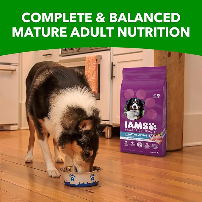 IAMS Healthy Aging Adult Large Breed Dry Dog Food for Mature and Senior Dogs with Real Chicken, 15 lb. Bag