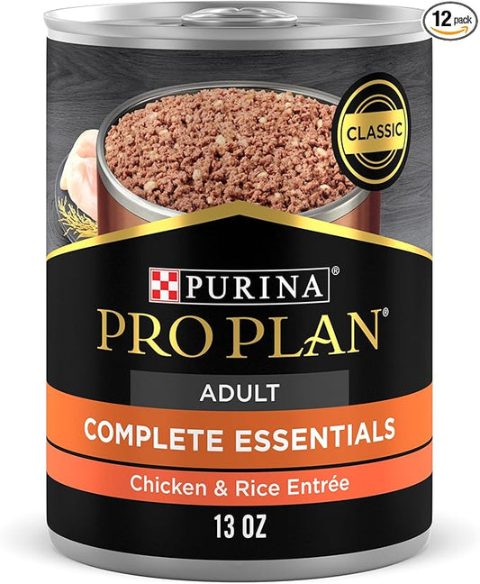 Purina Pro Plan High Protein Dog Food Wet Pate, Chicken and Rice Entree - (Pack of 12) 13 oz. Cans