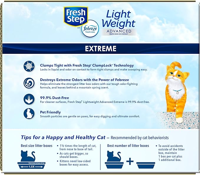 Fresh Step Clumping Cat Litter, Advanced, Extreme Odor Control, Extra Large, 25 Pounds total, (2 Pack of 12.5lb Boxes)