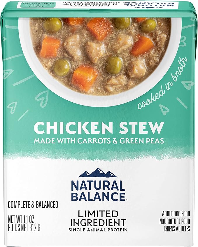 Natural Balance Limited Ingredient Adult Grain-Free Stew Wet Dog Food, Chicken with Carrots & Green Peas, 11 Ounce (Pack of 12)