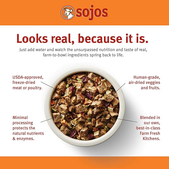 Sojos Complete Lamb Recipe Adult Grain-Free Freeze-Dried Raw Dog Food, 1.75 Pound Bag