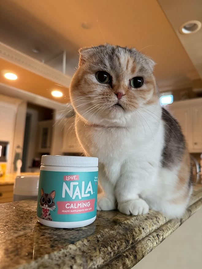LOVE, NALA - Calming Health Supplement for Cats - 90 Soft Chews - Chamomile, Valerian Root, L-Theanine, and L-Tryptophan - Natural Calming Aid - 3.2 oz