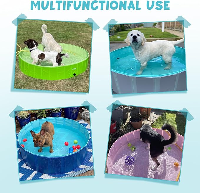 Furrybaby Dog Pool, Foldable Dog Pools for Large Dogs Portable Pet Pool Kiddie Pool Doggie Wading Pool Dog Swimming Pool(Navy 47'') Indoor and Outdoor