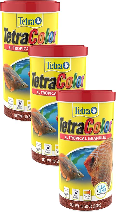 TetraColor XL Tropical Granules with Natural Color Enhancer, 10.58 Oz (Pack of 3)