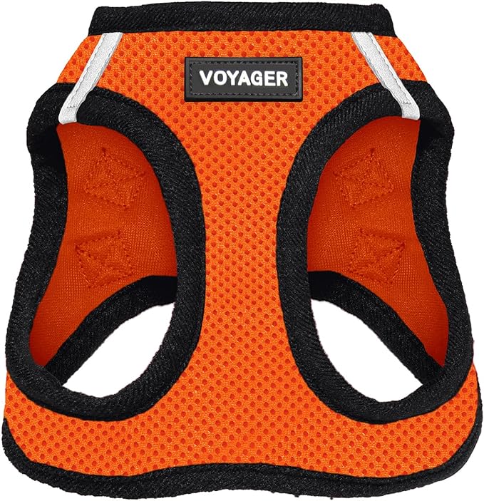 Voyager Step-in Air Dog Harness - All Weather Mesh Step in Vest Harness for Small and Medium Dogs by Best Pet Supplies - Harness (Orange/Black Trim), Large