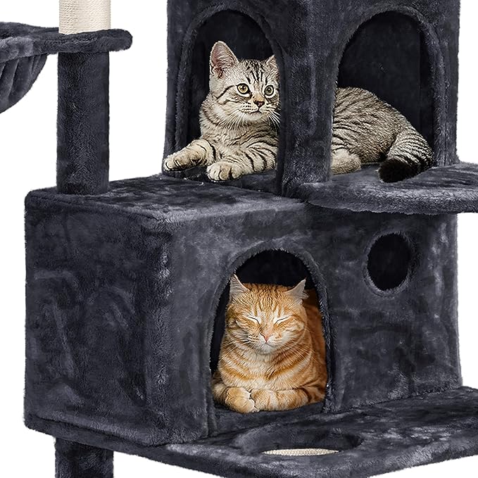 Yaheetech 76.5in Tall Cat Tree Cat Tower with 9 Scratching Posts, 3 Condos, 3 Cozy Perches, 2 Baskets, Dangling Ball, Pet Bed Furniture Activity Center for Indoor Cats Large Kittens, Black