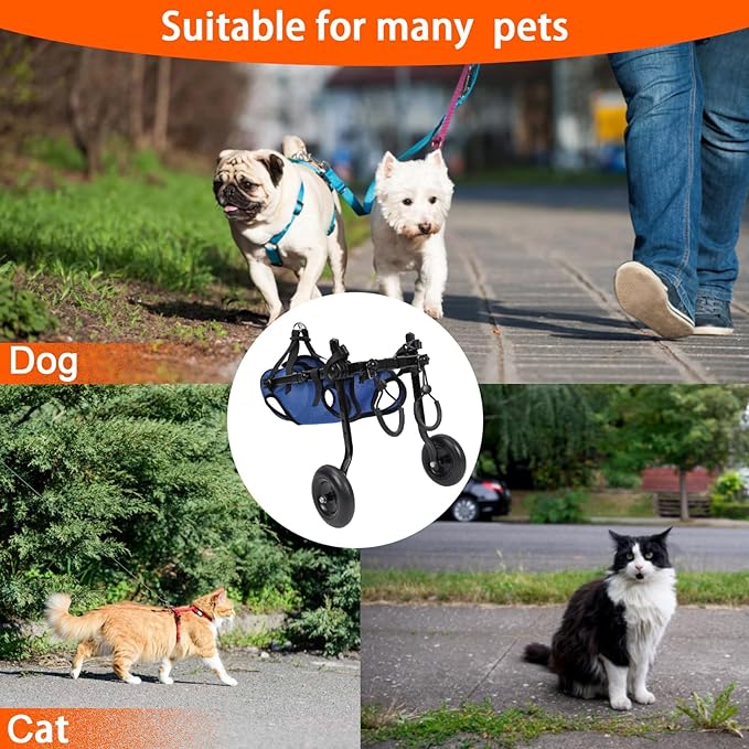 Dog Wheelchair for Back Legs, Adjustable Dog Wheelchairs with 2 Wheelsfor 12.1-22 LBS Breeds, Dog Wheelchair Cart for Hip Support, Mobility Aids for Small Pets Hind Limbs (Middle)