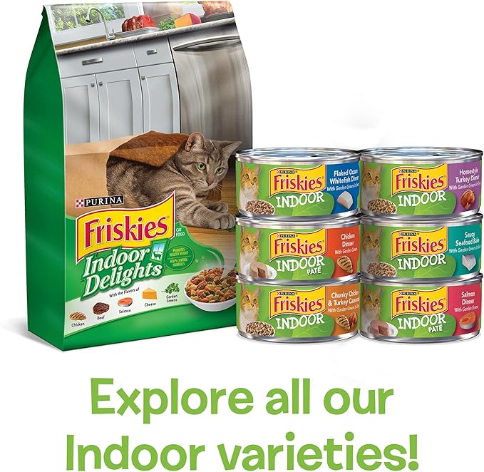Purina Friskies Indoor Wet Cat Food Variety Pack, Indoor - (Pack of 24) 5.5 oz. Cans