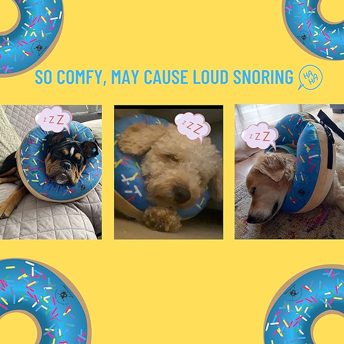 Dog Donut Collar | Great Alternative to a Traditional Dog Cone or a Soft Dog Cone Collar | Our Inflatable Dog Cone is an Excellent Cone for Dogs after Surgery | Dog Cones for Large Dogs (Blue)