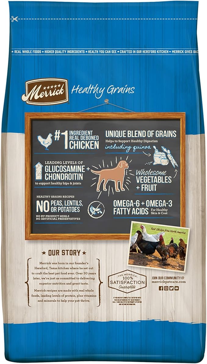 Merrick Healthy Grains Premium Large Breed Dry Dog Food, Wholesome And Natural Kibble For Big Dogs, Chicken - 30.0 lb. Bag