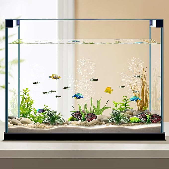 Reptile Artificial Plants, Terrarium Plants Decorations Supplies, Aquarium Fish Tank Plant, Amphibian Habitat Hideout Tank Accessories(S Set-4pcs/A)