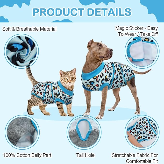 Kuoser Dog Recovery Suit, Soft Dog Onesie for Surgery Female Spay Dog Surgical Recovery Suit Male Neuter, Anti Licking Abdominal Dog Surgical Suit Pet Bodysuit Alternative to Cone of Shame, M
