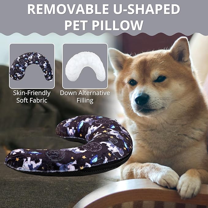 Dog Claming Pillow for Large Dogs, Ultra Soft Dog Neck Pillow Improve Anxiety Relief Sleeping Improve, Machine Washable Pet Pillow for Dogs & Cats, Pet Calming Toy (18"x12"x4") Black
