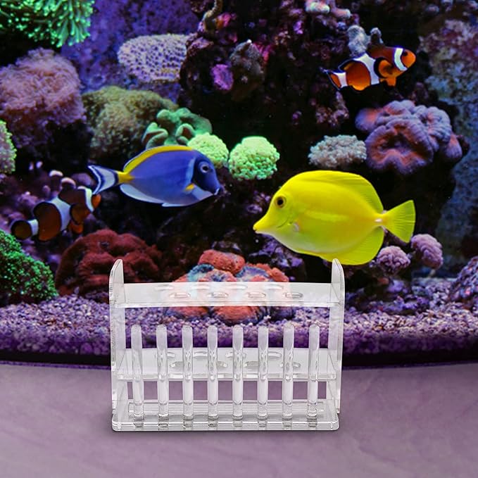 Aquarium Test Tube Holder, Handmade Rack, w/8 Slots and 8 Drying Poles for API and TC Glass Test Tubes