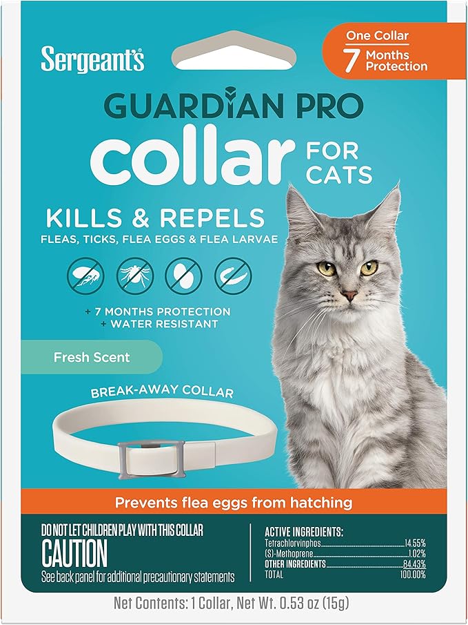 Sergeant's Guardian Pro Flea & Tick Cat Collar, 1 Count