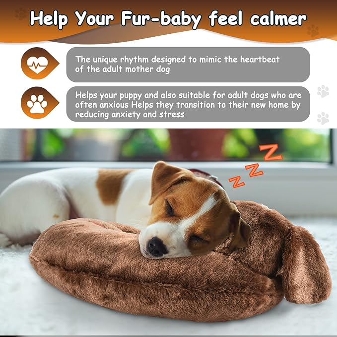 Heartbeat Toy Puppy Heartbeat Stuffed Animal Heartbeat Plush Toy for Puppy, Dog Heartbeat Toy for Pet Anxiety Relief Behavioral Sleep Aid Crate Kennel Training Puppy Cuddly Comfort Toy…