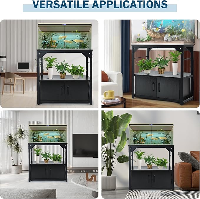 20 Gallon Fish Tank Stand Aquarium Stand with Storage Cabinet, Fish Tank with Stand for Fish Tank Accessories Storage for Fish Lovers Bearable 500 Ibs