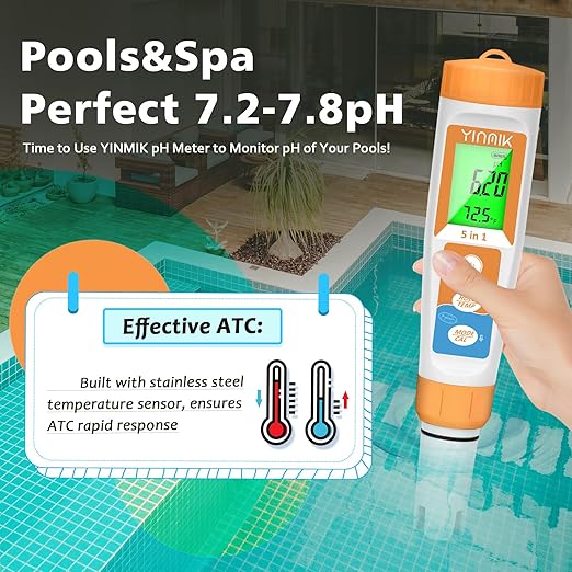Pool Salt Tester New Update 5 in 1 pH TDS EC Salinity Meter for Saltwater Swimming Pools Hot Tub Digital Salinity Tester for Saltwater Aquarium Water More Accuracy pH and ppm Meter Hydroponic…