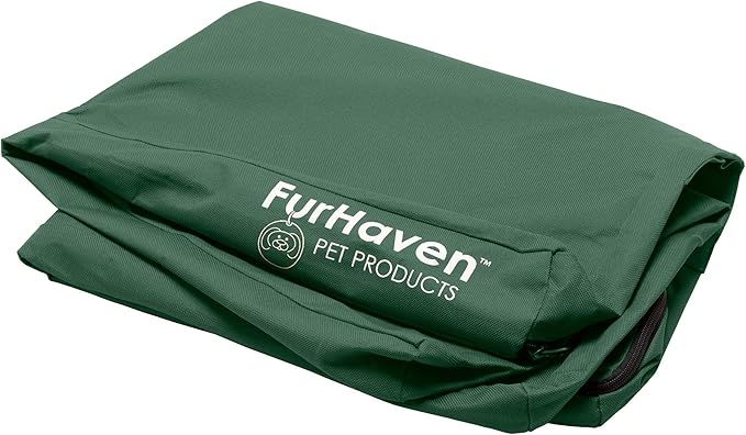 Furhaven Replacement Dog Bed Cover Water-Resistant Indoor/Outdoor Logo Print Oxford Polycanvas Mattress, Washable - Forest, Medium