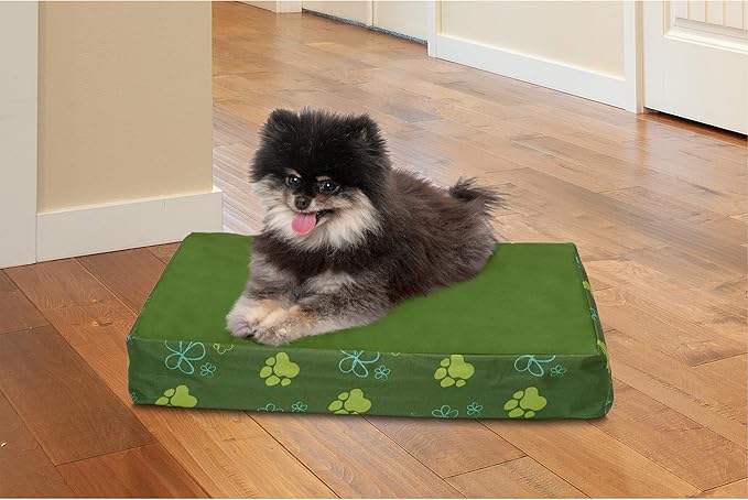 Furhaven Water-Resistant Memory Foam Dog Bed for Small Dogs w/ Removable Washable Cover, For Dogs Up to 20 lbs - Indoor/Outdoor Garden Print Mattress - Jungle Green, Small