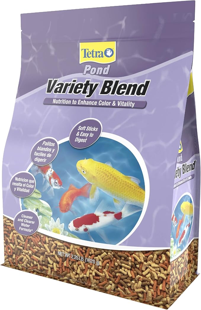 TetraPond Variety Blend, Pond Fish Food, for Goldfish and Koi Yellow 2.25 Pound (Pack of 1) & Pond Flakes Complete Nutrition for Smaller Pond Fish, Goldfish and Koi Fish, 6.35 oz