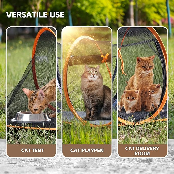 Pop-up Cat Tent, Portable Pet Playpen for Outdoor&Indoor,Outdoor Cat Enclosures - Cat Playpen for Camping,Traveling,Sunbathing