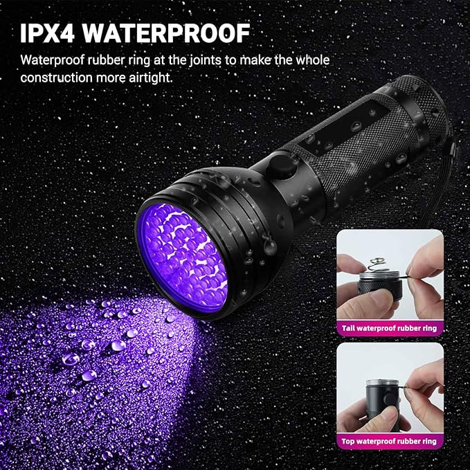 UV Flashlight Black Light, Ultraviolet Blacklight for Pet Urine Detection 51 LED 395 nM, Detector Light for Dog/Cat Urine, Dry Stains, Bed Bug, Resin Curing, Scorpions Finder