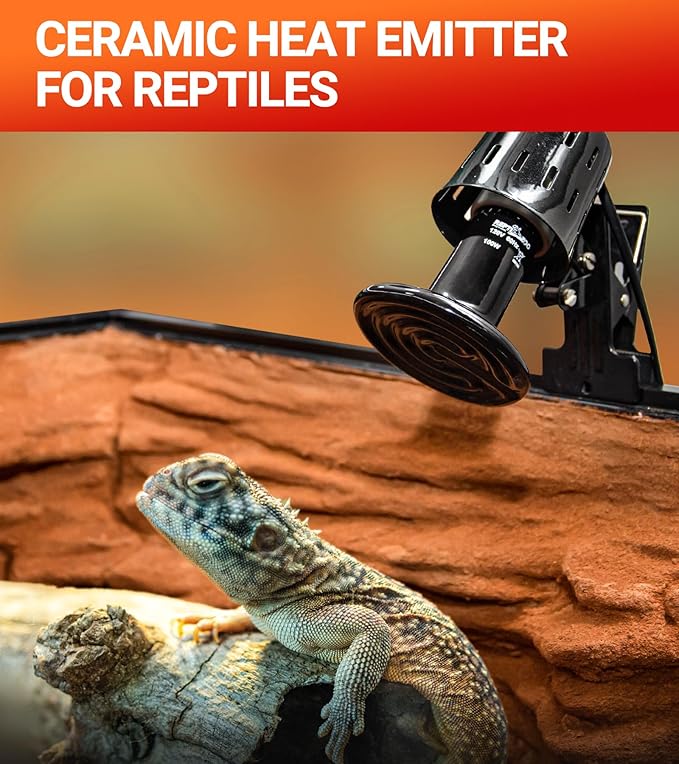 REPTI ZOO 100W Reptile Heat Lamp 2Pack Ceramic Heat Emitter Night Heat Lamp Bulbs Reptile terrarium heat lamp Tank heat bulb for Turtle Bearded Dragon Gecko Lizard Snake Chicken E26