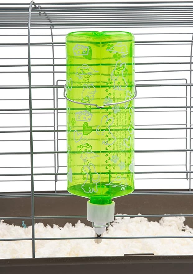 Lixit Standard Cage Water Bottles for Rabbits, Ferrets, Guinea Pigs, Hamsters, Rats, Mice and other Small Animal's (32 Ounce, Green)