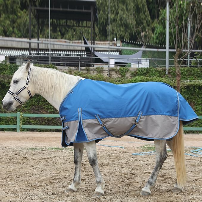 1200 Denier Rip-Stop Turnout Rain Sheet Lightweight Waterproof Breathable Horse Blanket (No Fill) Bluegrey 69"