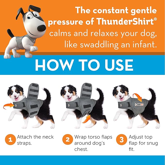 ThunderShirt for Dogs, Medium, Heather Gray Classic - Dog Anxiety Relief Calming Vest