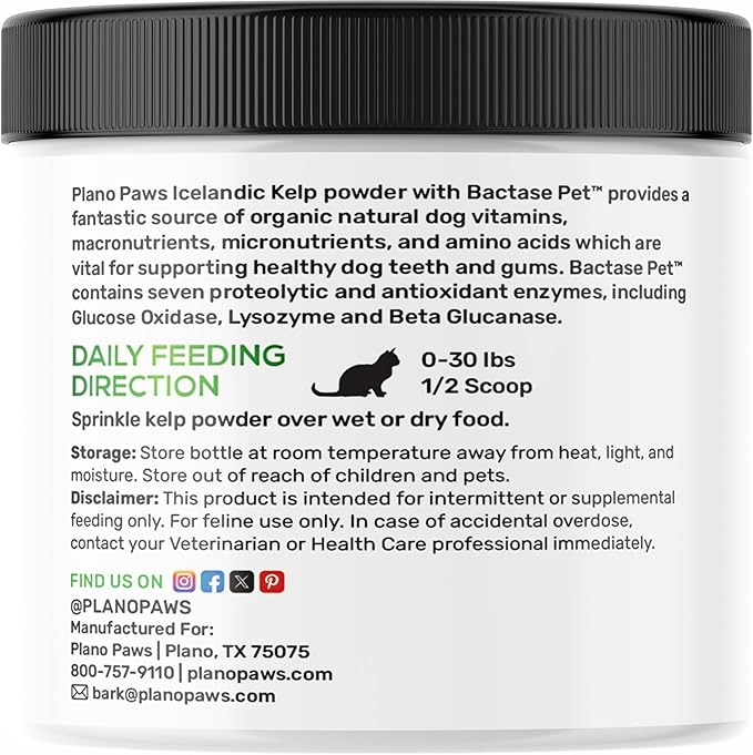 Cat Dental Care Powder - Easier Than Cat Toothpaste - Cat Dental Treat Alternative to Get Plaque Off - Cat Teeth Cleaning Powder with Bactase PET - Cat Breath Freshener for Cat Bad Breath - Oral Care