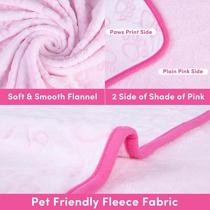 Stuffed Premium Soft Cat Blanket, Flannel Pink Stuff Cute Paw Print, 24 * 32 inches, Dog Blanket Puppy Supplies Dog Products Stuff Essentials, Christmas Cat Gifts