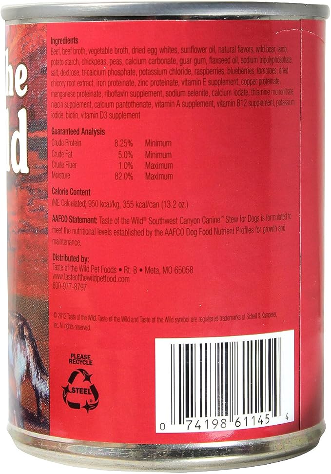Diamond Pet Foods, Inc. Taste of The Wild Dog Can Southwest Canyon 12/13.2oz