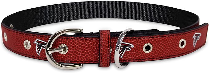 Pets First Tough Leather Pet Collar NFL Atlanta Falcons Premium Dog Collar, Limited Edition, Size Large. Best & Strongest Heavy-Duty Dog Collar!, 20-29" Long & 1" Wide, ATL-3081-LG